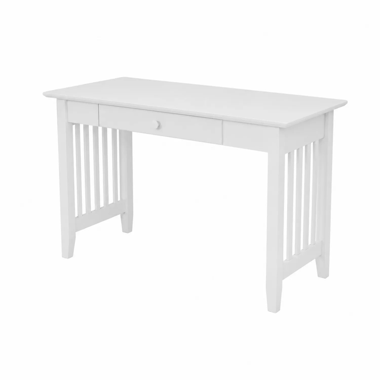 Bureau rectangulaire en bois massif blanc avec tiroir