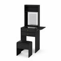 Coiffeuse en Bois avec Miroir LED et Tabouret Noir