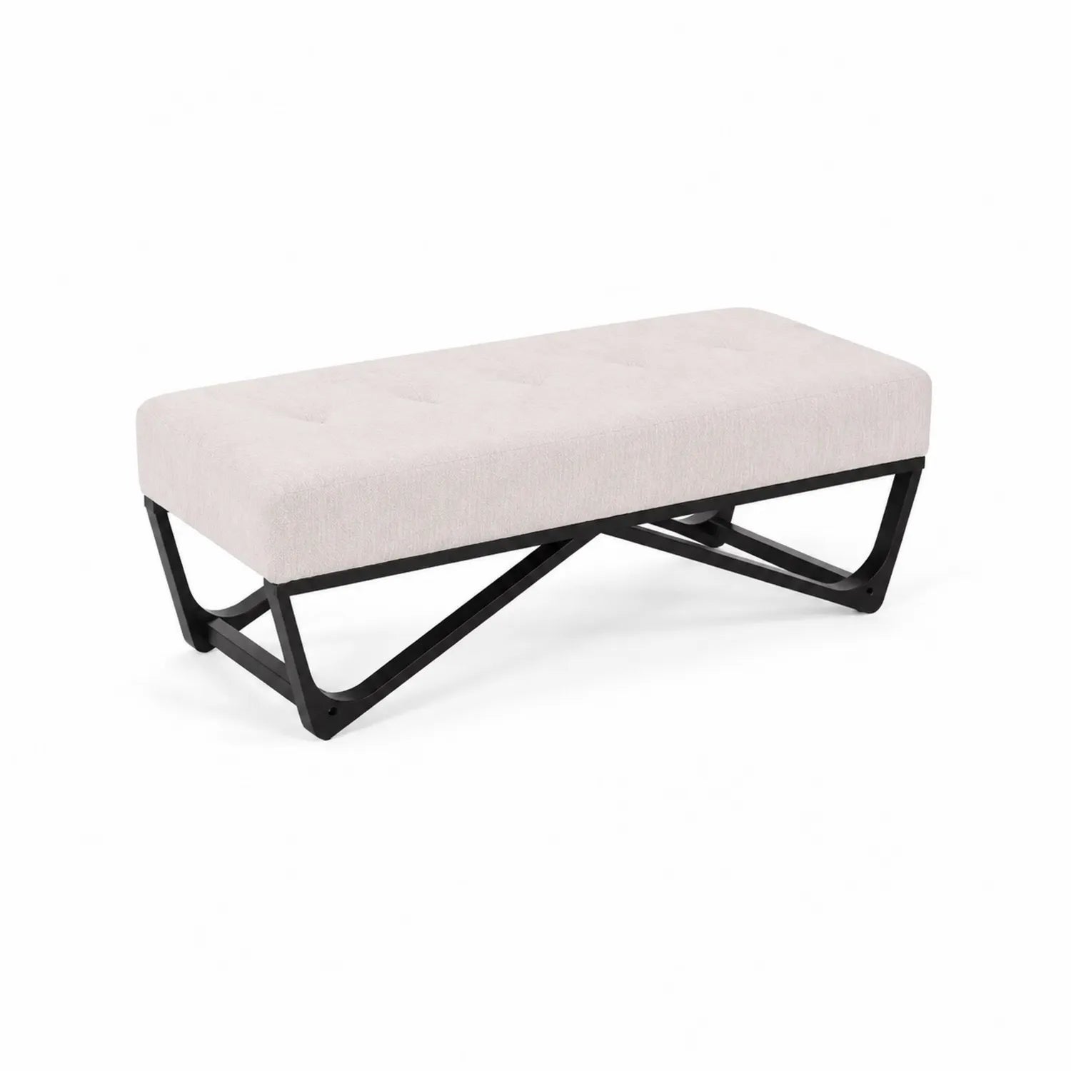 Banc en tissu avec cadre en métal noir