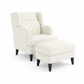 Fauteuil en Polyester avec Repose-Pieds Crème