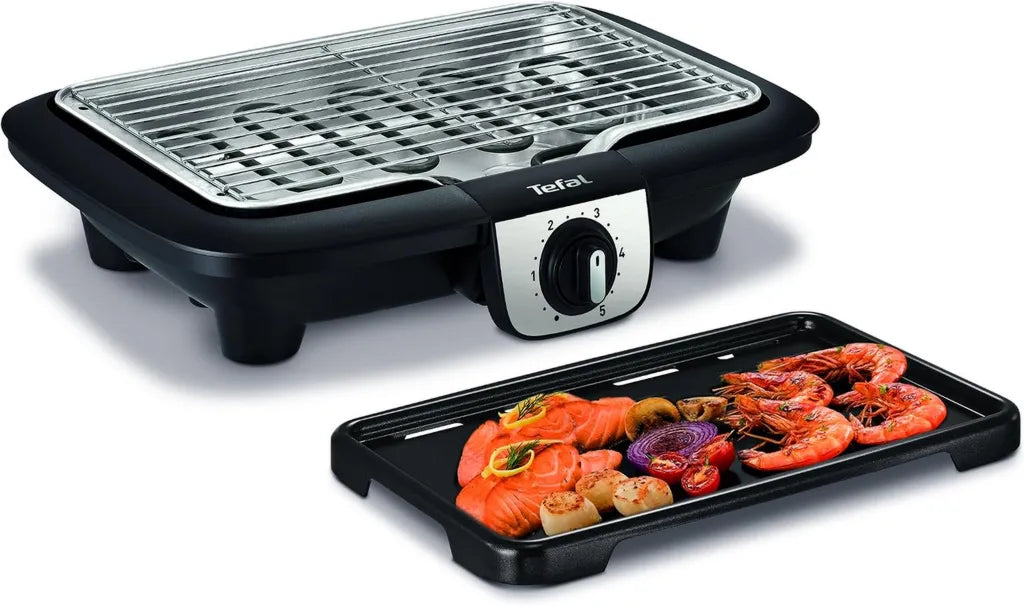 Tefal Barbecue Électrique 2 en 1, Grill de Table, Plaque Plancha, 2100 W, Réduction de Fumée