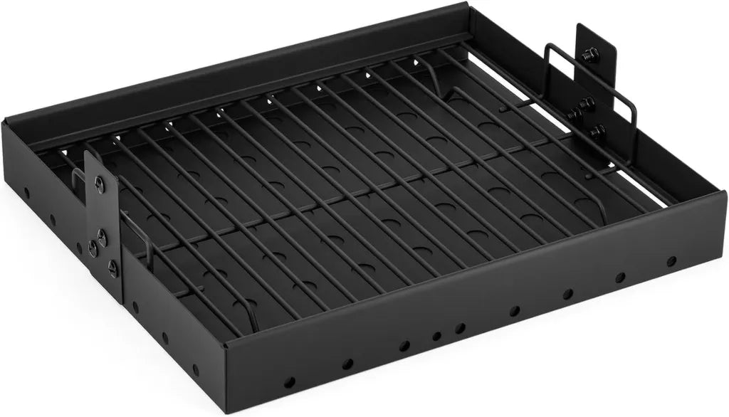 Bac à Charbon Réglable pour Barbecue 38.5-73 cm, Plateau Rectangulaire en Acier avec Grille, Compatible Tepro Toronto et Taino Hero XL