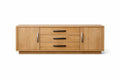 Wooden Sideboard with Oak Veneer and Black Handles