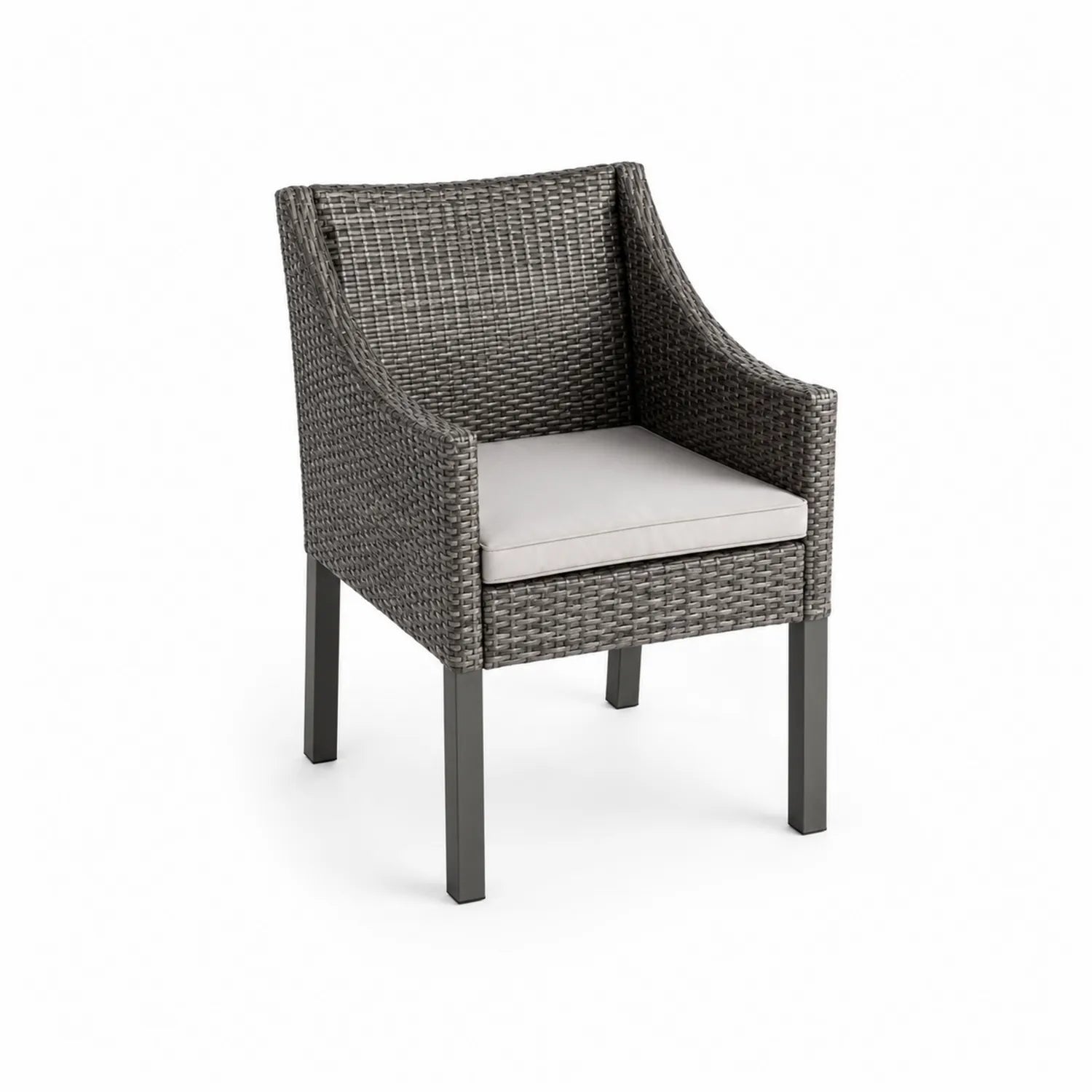 Chaise en résine tressée avec coussin Gris