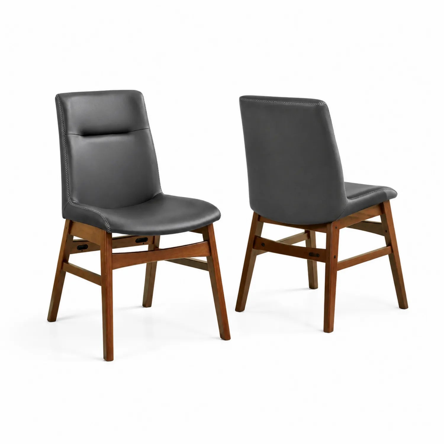 Chaise en bois avec revêtement en cuir synthétique Gris