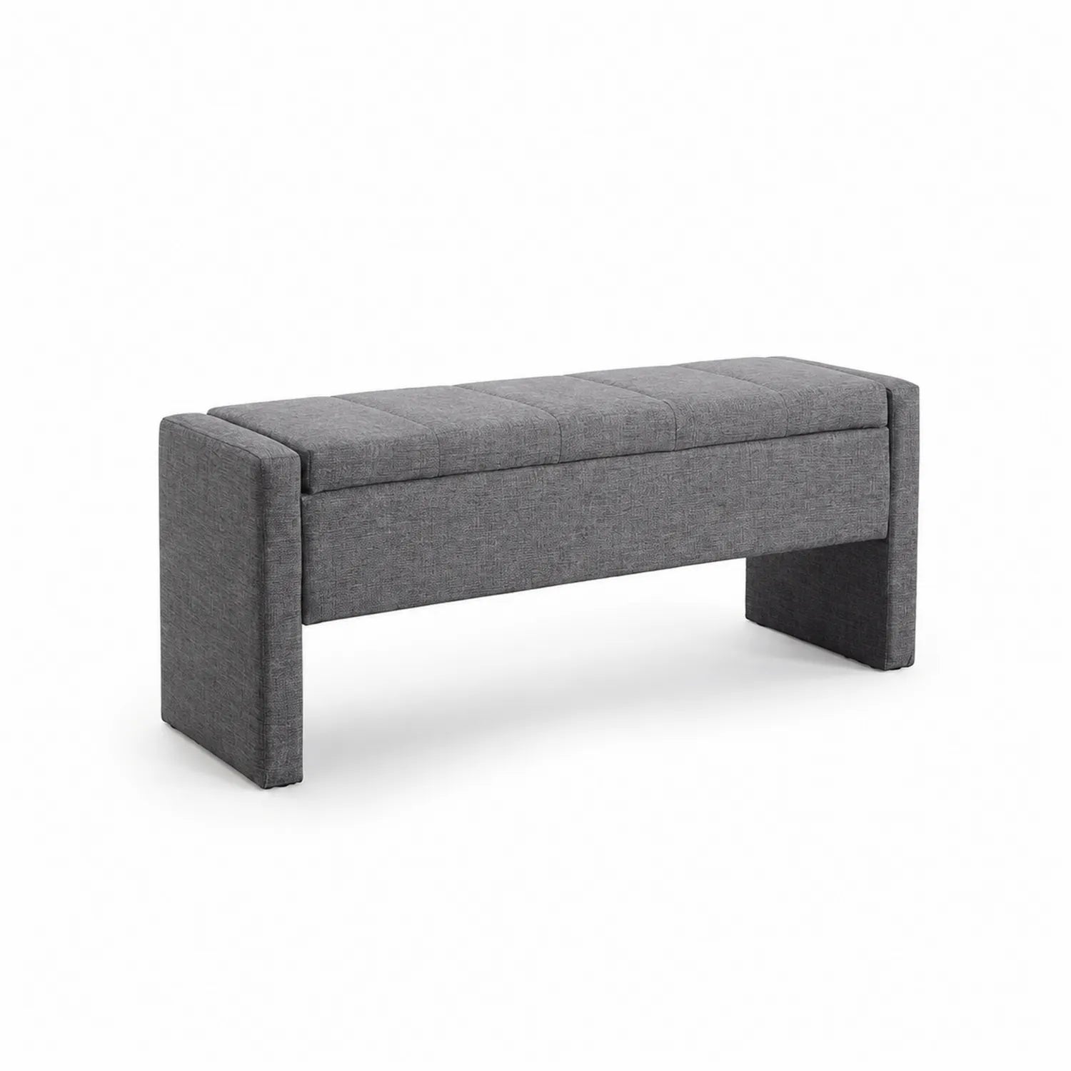 Banc en tissu Gris avec rangement 100x40x45 cm