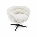 Fauteuil pivotant rond en tissu crème avec base en métal