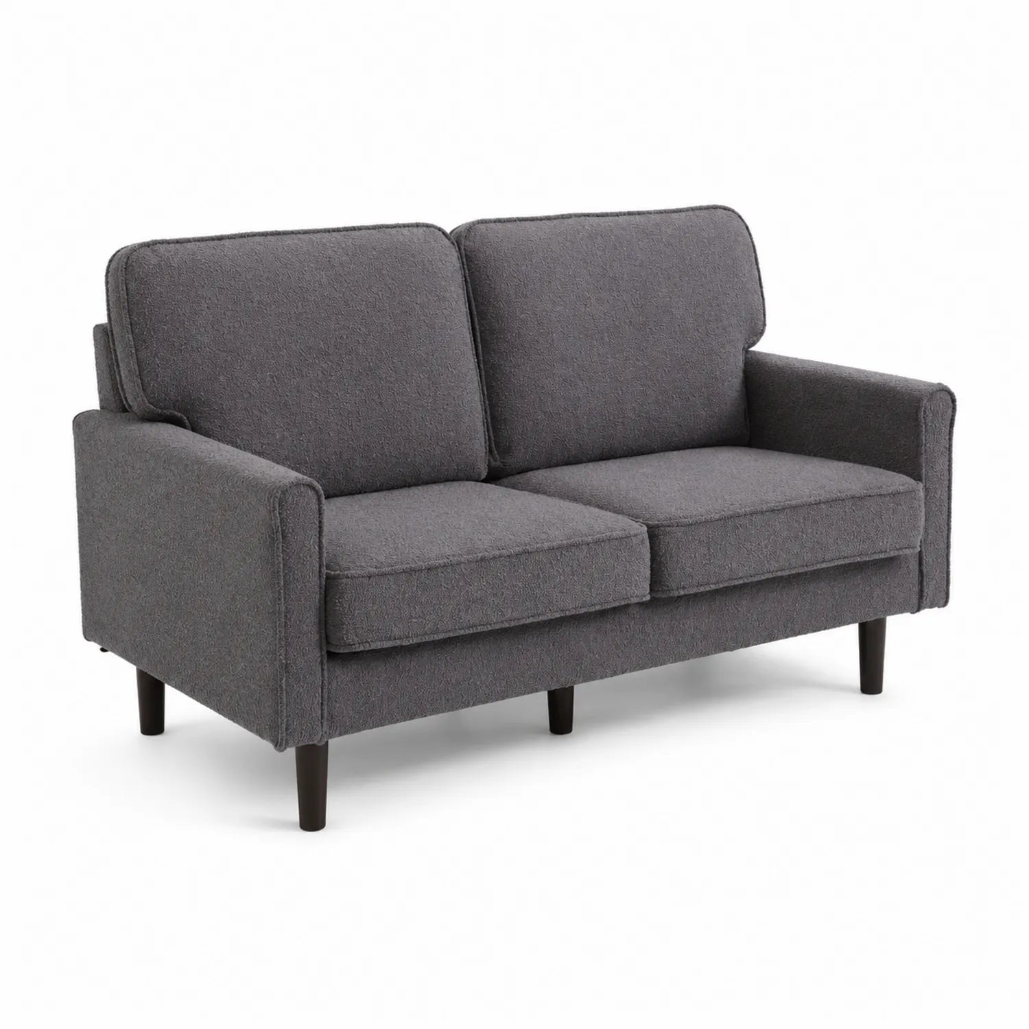 Canapé 2 places en tissu gris avec structure en bois