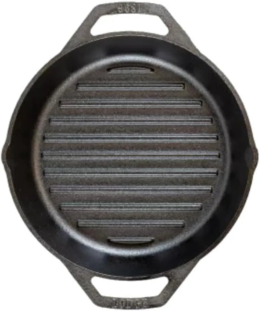Poêle à Griller en Fonte 26cm avec Double Poignée | Compatible Tous Feux et Four | Fabrication Américaine