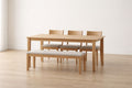 Solid Oak Dining Table Set with Four Chairs and Bench Beige Cushions