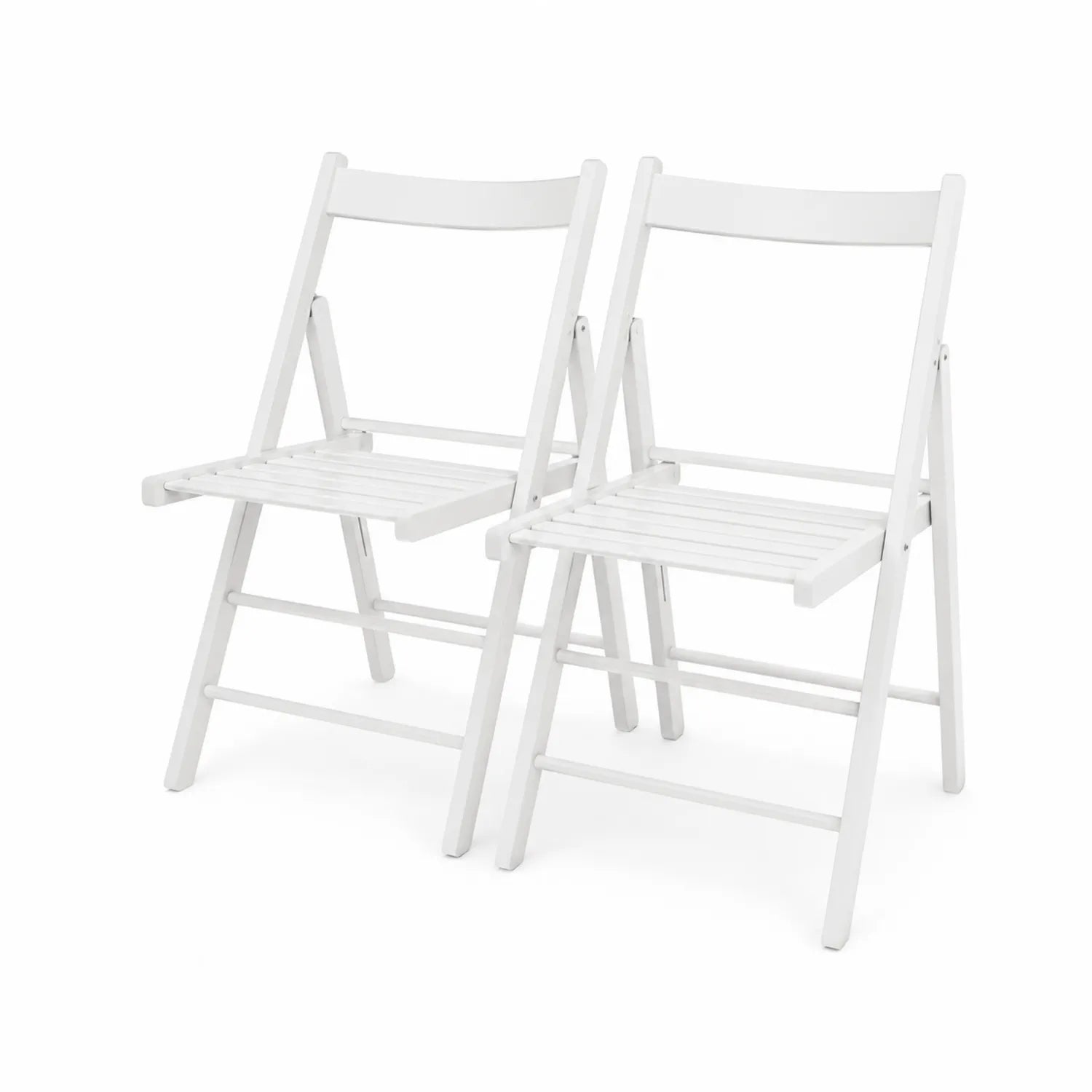 Lot de 2 chaises pliantes en bois Blanc