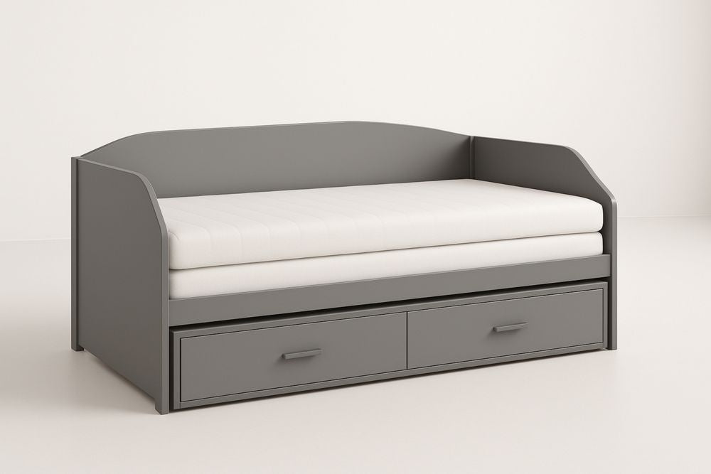 Gray Wooden Daybed with Storage Drawers Twin Size