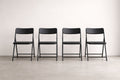 Set of 4 Black Metal Folding Chairs