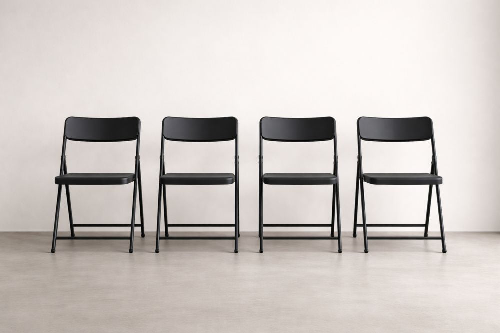 Set of 4 Black Metal Folding Chairs