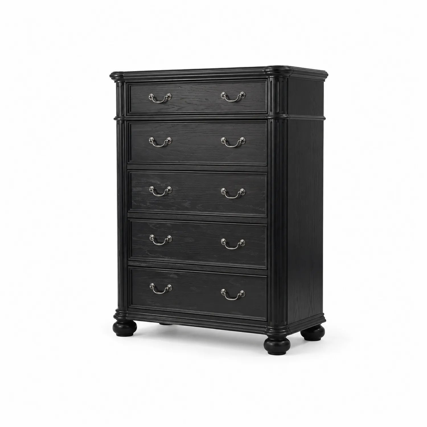 Commode haute 5 tiroirs bois noir