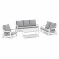 Ensemble de salon de jardin en bois avec coussins en polyester gris