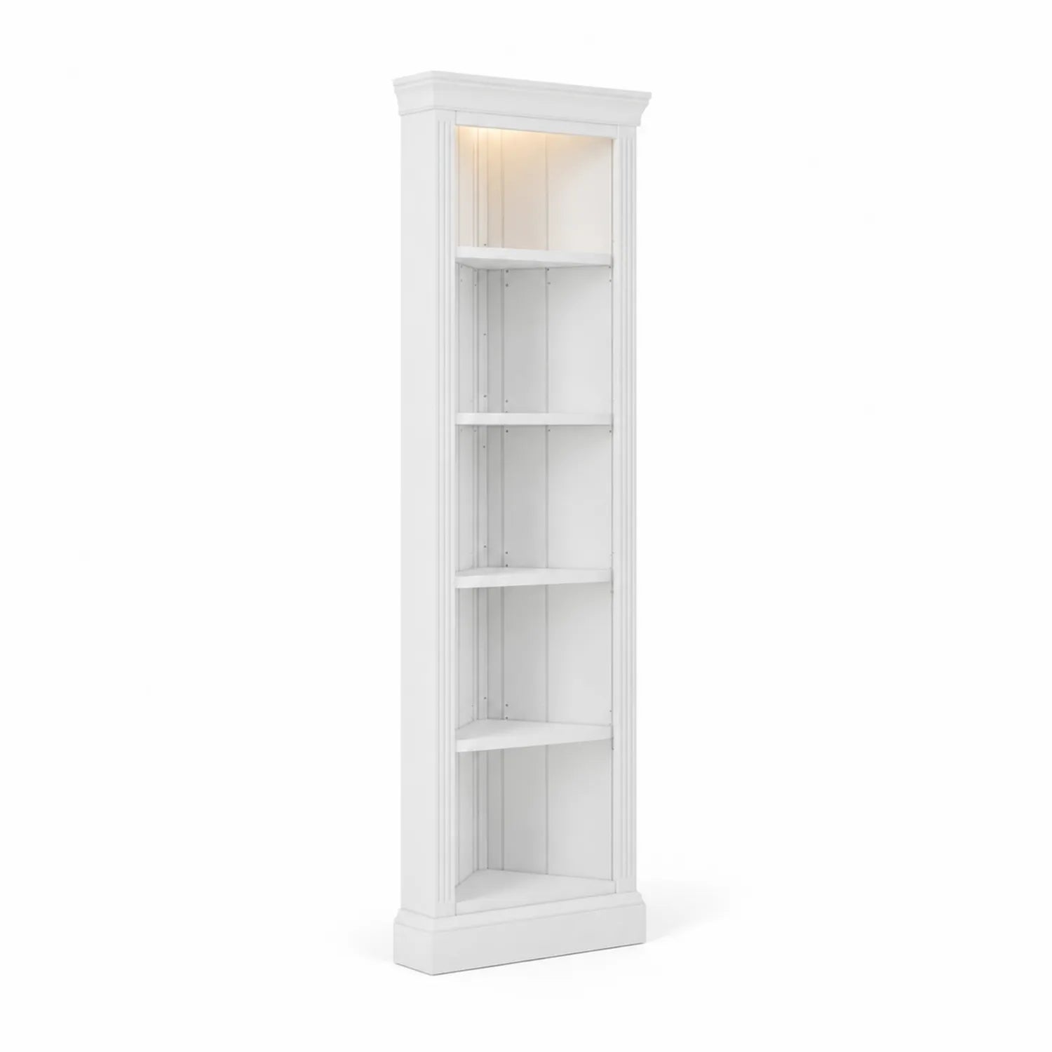 Étagère étroite en bois blanc avec éclairage LED intégré
