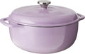 Cocotte en fonte émaillée de 3L avec couvercle - Compatible four et cuisinière - Parfaite pour toutes vos recettes - Couleur lilas