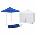 Tente pliante extérieure avec parois et sac de transport 3x3m Aluminium Bleu/Blanc