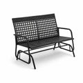 Banc de jardin en métal et rotin synthétique noir
