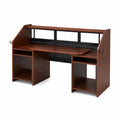 Bureau de studio en bois avec étagère et crochets latéraux 152 cm