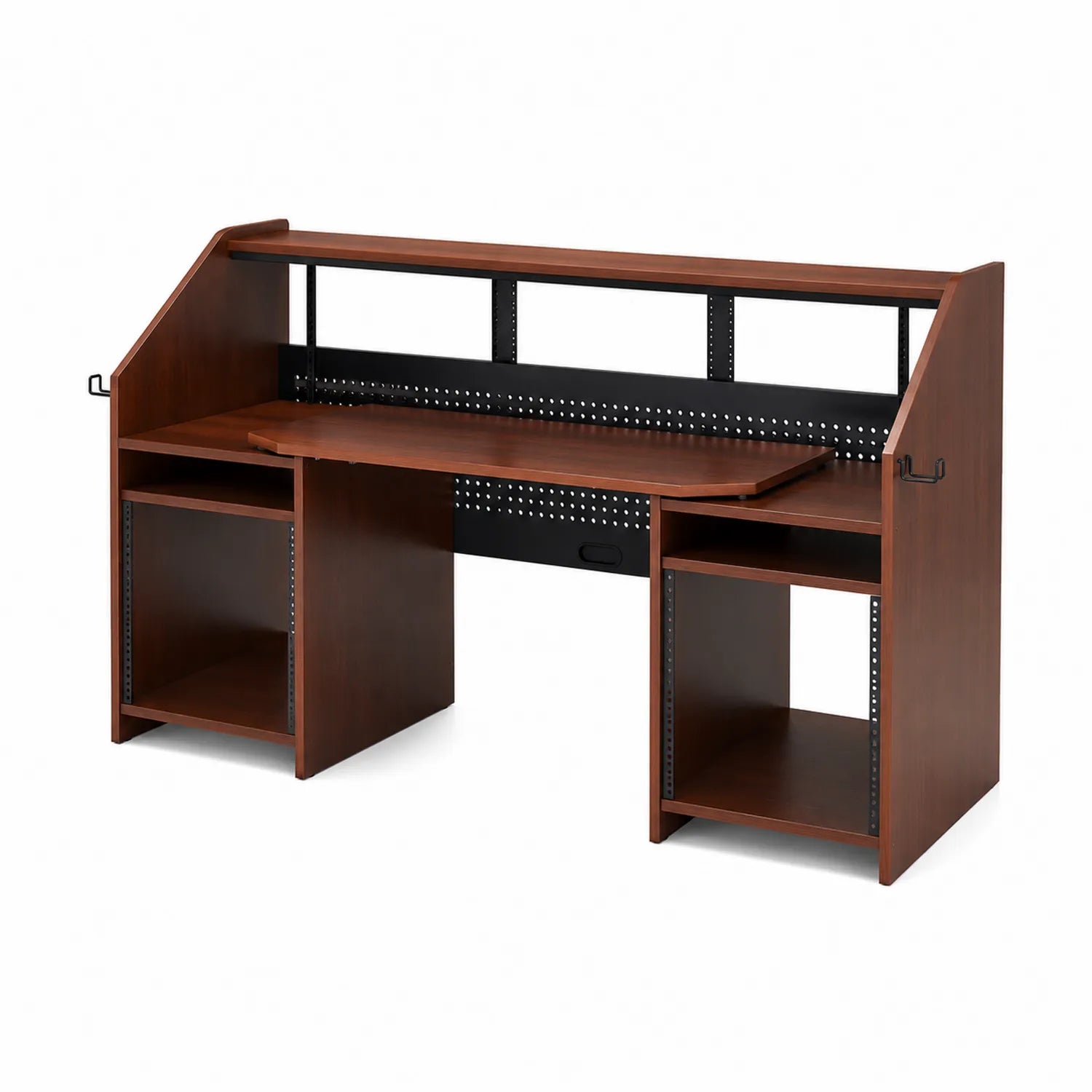 Bureau de studio en bois avec étagère et crochets latéraux 152 cm