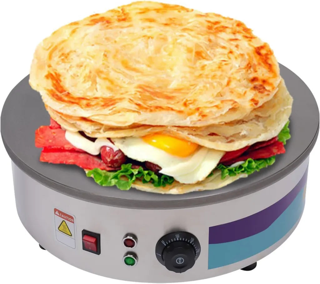 Crêpière Électrique 3000W en Fonte de 45cm, Revêtement Antiadhésif, Contrôle Température, Acier Inoxydable, Accessoires Inclus, Fabriquée en France