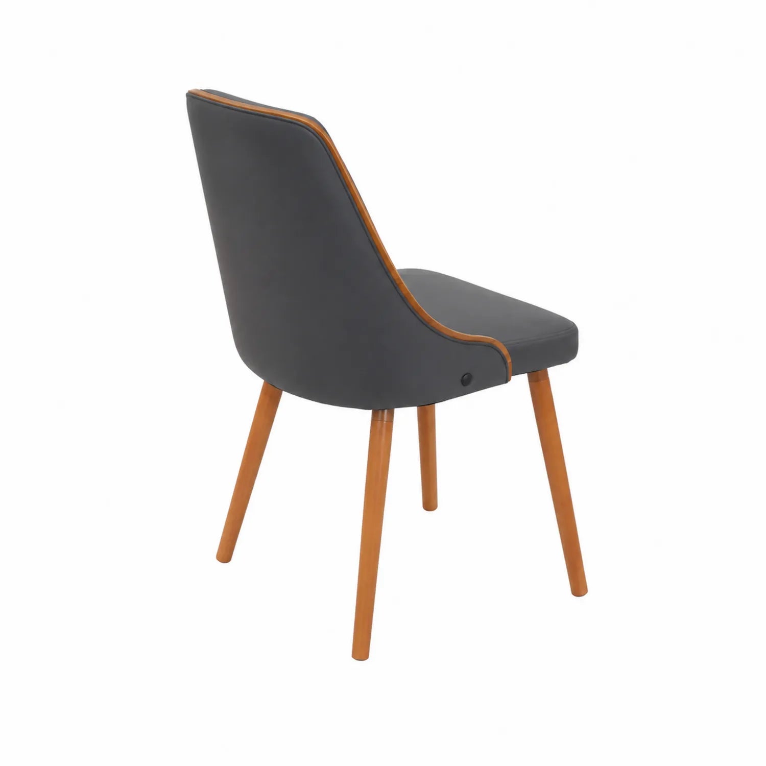 Chaise en cuir synthétique gris avec pieds en bois