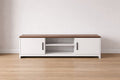 Wood Top White TV Stand with Shelves 150x35x45 cm