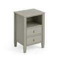Table de chevet bois MDF Gris avec 2 tiroirs et étagère