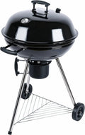 Barbecue au Charbon de Bois 57cm en Acier Émaillé avec Aérateurs et Récupérateur de Cendres - Noir