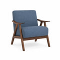 Fauteuil en bois avec revêtement en polyester bleu
