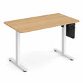 Bureau rectangulaire en bois de chêne avec pieds en acier blanc 120x60 cm