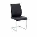 Chaise en cuir synthétique noir avec structure en métal chromé