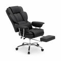 Chaise de bureau en cuir synthétique avec repose-pieds extensible Noir