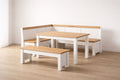 Wood Dining Nook Set with Table and Benches White/Brown Pine