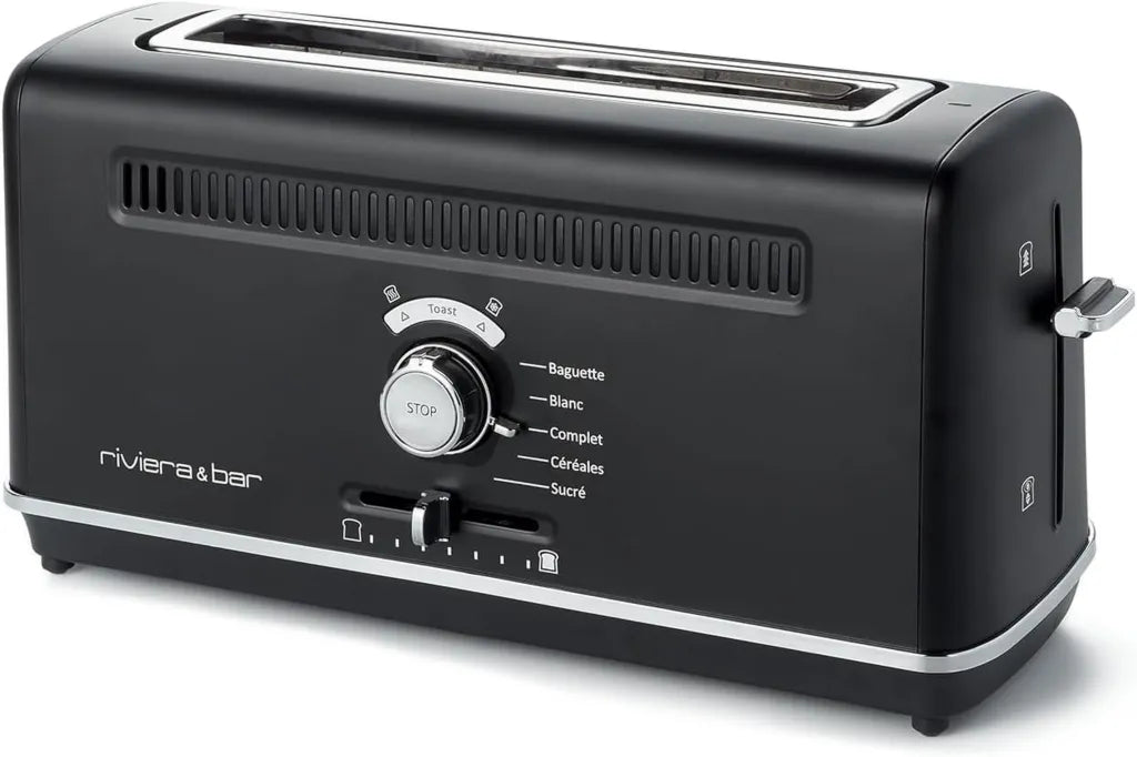 Grille-Pain Inox Riviera & Bar 1010W, 7 Niveaux, Fente 26cm, Noir