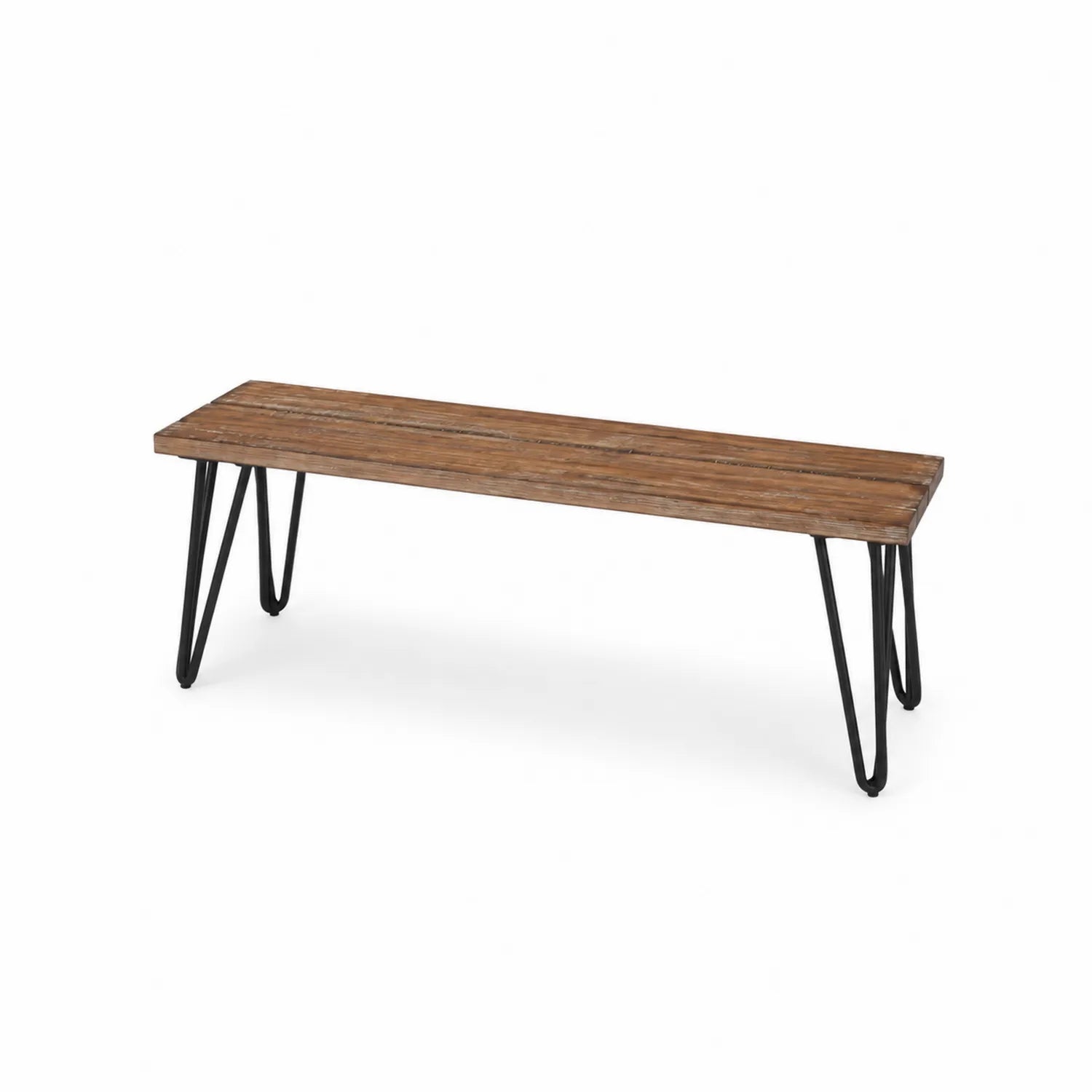 Banc en bois massif et métal noir 120 cm