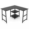 Bureau d'angle en métal noir avec étagères 120 cm x 120 cm