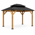 Pavillon Carré en Bois avec Toit Métal Noir 300cm