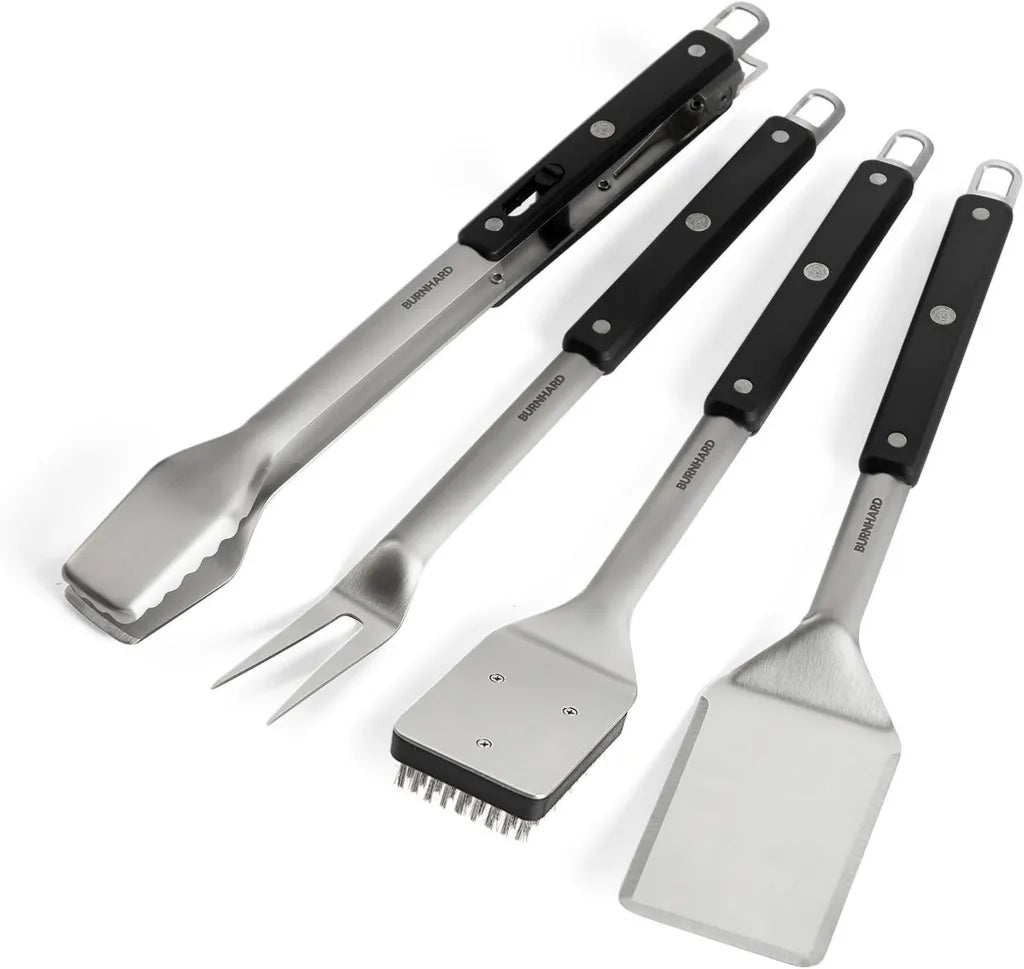 Ensemble d'Outils de Barbecue 4 Pièces en Acier Inoxydable avec Fermeture Magnétique