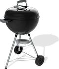 Barbecue à charbon Weber 47 cm avec support et roulettes, finition émaillée anti-rouille, thermomètre intégré, récupérateur de cendres, surface de cuisson 1548 cm², couleur noire
