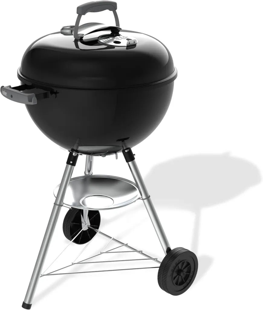 Barbecue à charbon Weber 47 cm avec support et roulettes, finition émaillée anti-rouille, thermomètre intégré, récupérateur de cendres, surface de cuisson 1548 cm², couleur noire