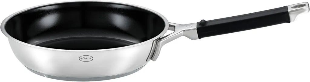 Poêle à Frire RÖSLE SILENCE PRO CeraPlus 20 cm - Antiadhésive, Résistante à 260°C, Céramique Argentée, Acier Inoxydable