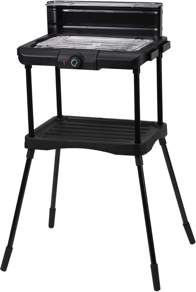 Barbecue Électrique sur Pied 2000W avec Thermostat et Grille Chromée