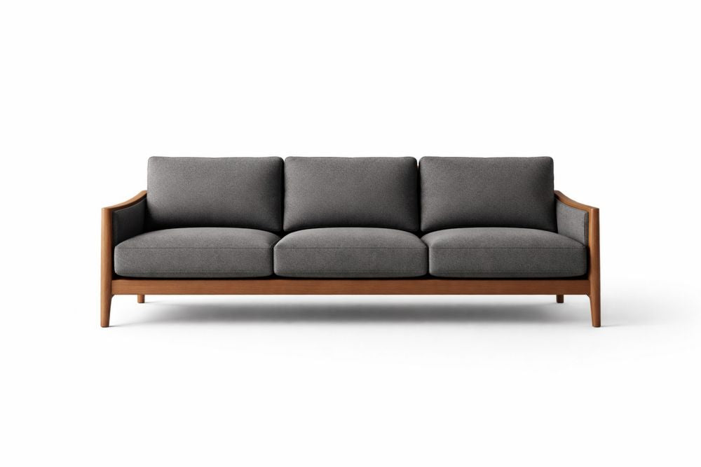 Gray Fabric and Wood Frame Sofa