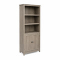 Bibliothèque en bois avec étagères et portes chêne gris