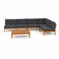 Canapé d'angle en bois avec coussins en polyester gris