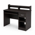 Bureau en Bois avec Étagères et Tiroir Marron