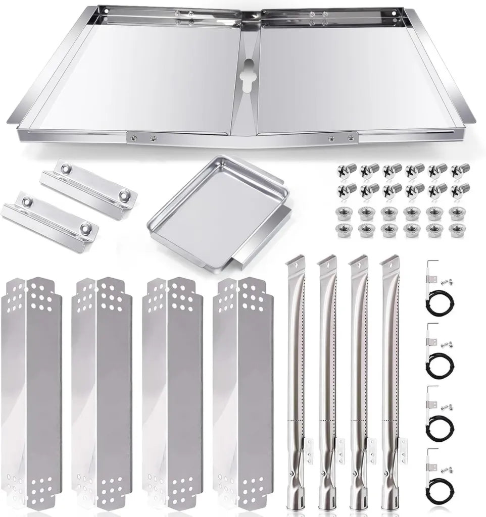 Kit de Remplacement pour Bac à Graisse Nexgrill, Compatible 4 Brûleurs, Plateau Réglable 61-76 cm avec Tubes et Plaques Chauffantes